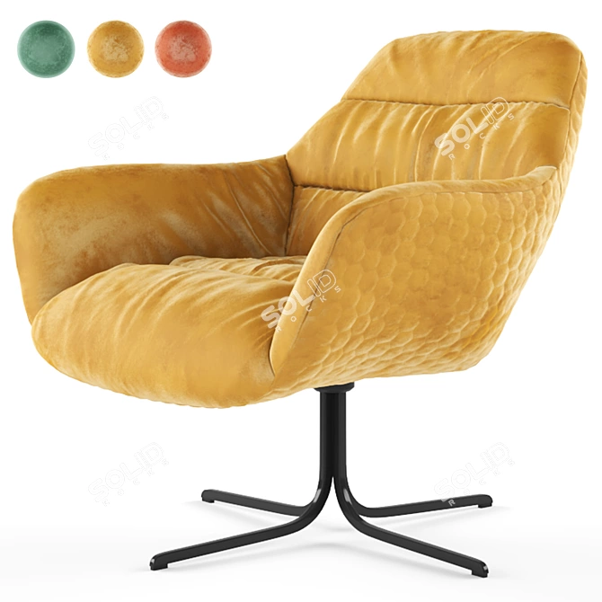 KARE Bristol Velvet Armchair - Swivel Design 3D model image 2