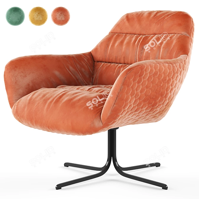 KARE Bristol Velvet Armchair - Swivel Design 3D model image 3