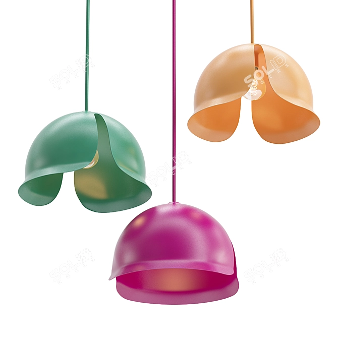 Elegant Snowdrop Pendant Light 3D model image 1