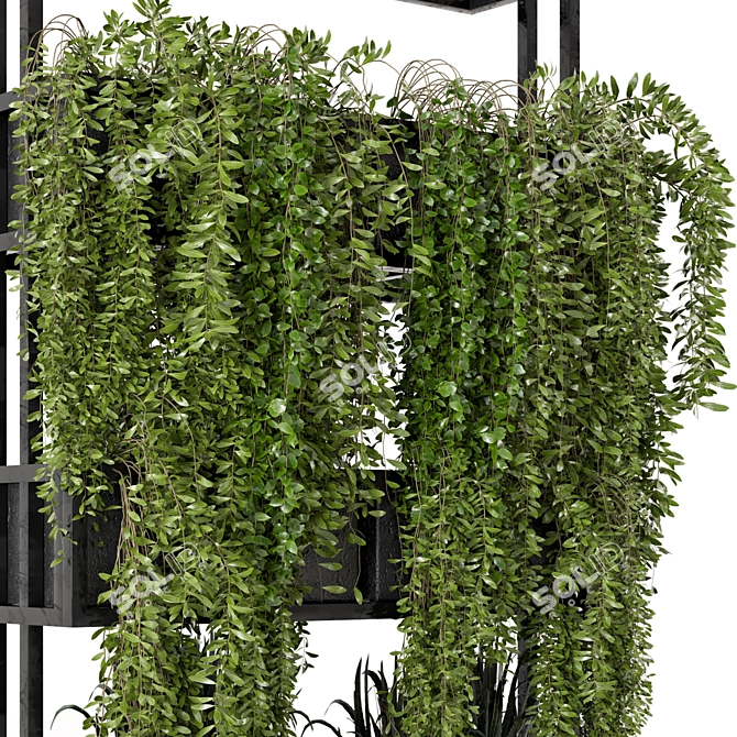 Metal Stand Indoor Hanging Plants Set 3D model image 3