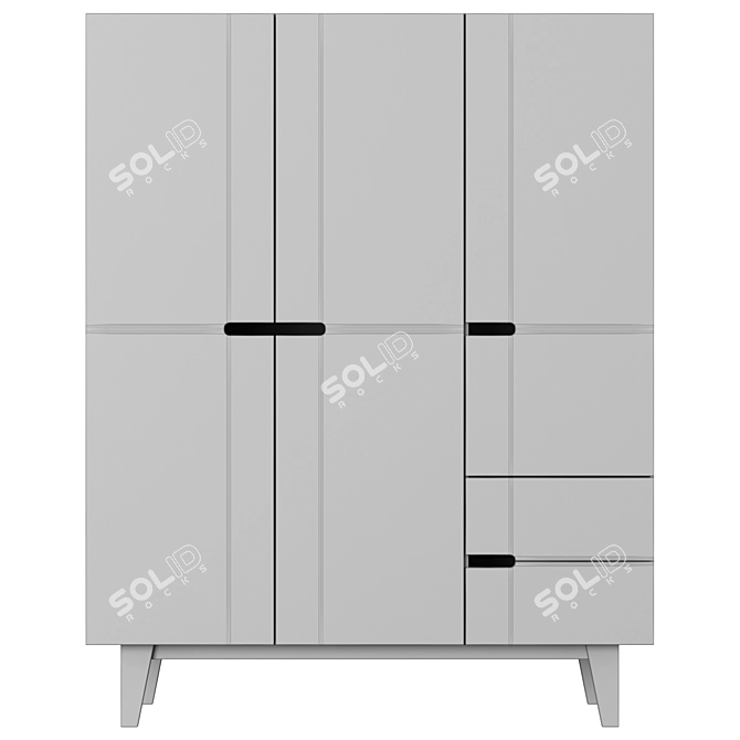 Modern Radis 3-Door Wardrobe 3D model image 3