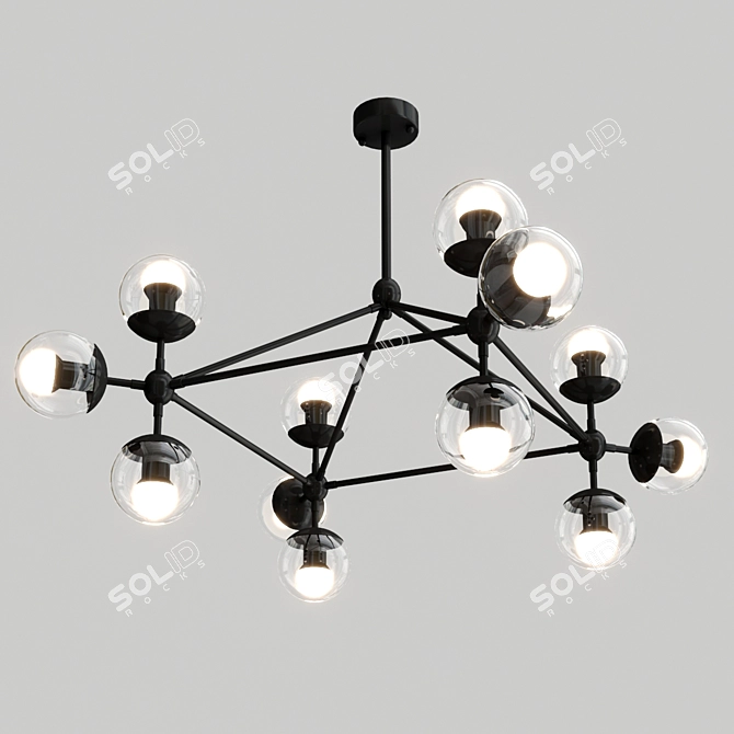 Modern Ball Chandelier 12: Stunning 100cm Diameter 3D model image 1