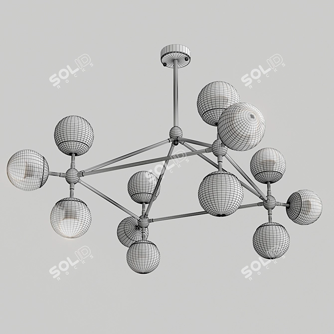 Modern Ball Chandelier 12: Stunning 100cm Diameter 3D model image 2