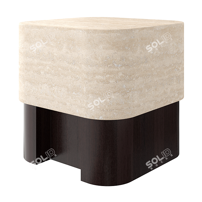 Elegant Lloyd Tables: Travertine & Dark Walnut 3D model image 1