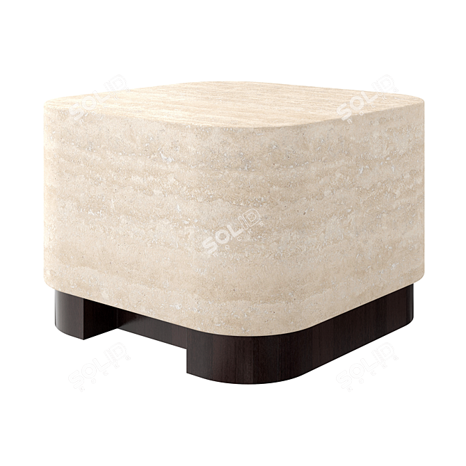 Elegant Lloyd Tables: Travertine & Dark Walnut 3D model image 2