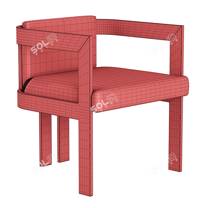 Luxury Mongolian Fur Kingpin Dining Chair 3D model image 7