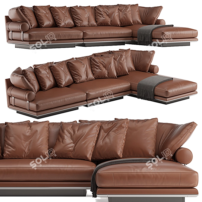 B&B Italia Noonu L: Luxurious Leather Sofa 3D model image 2