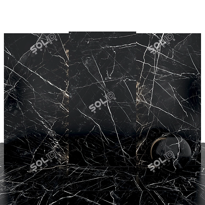 Elegant Calacatta Black Marble Slabs 3D model image 1