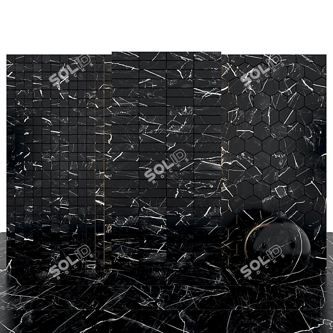 Elegant Calacatta Black Marble Slabs 3D model image 2