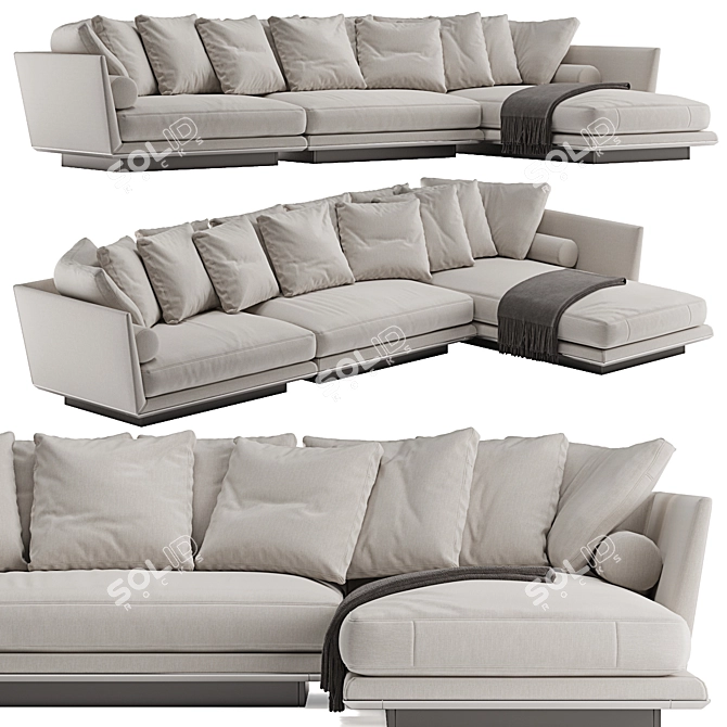 Elegant B&B Italia Noonu L Sofa 3D model image 2