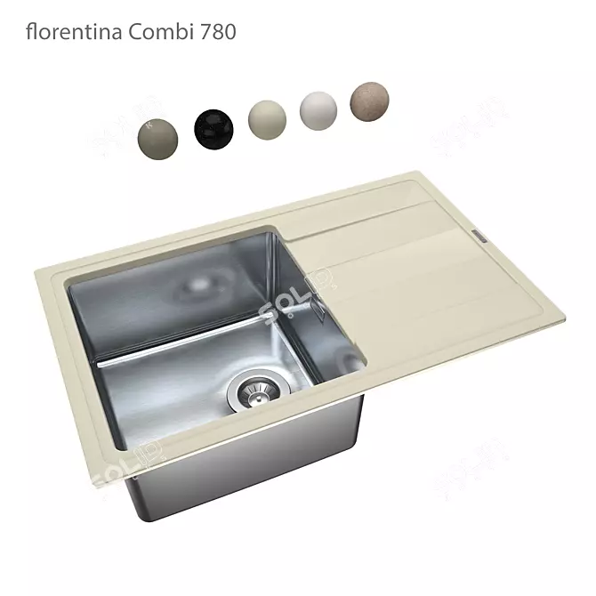 Florentina Combi 780 OM: Stylish Quartz Sink 3D model image 1