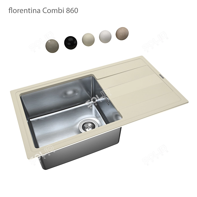 Florentina Combi 860 OM: Quartz Composite Kitchen Sink 3D model image 1