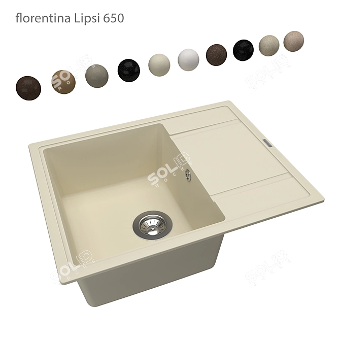 Florentina Lipsi 650 OM: Elegant Compact Kitchen Sink 3D model image 1