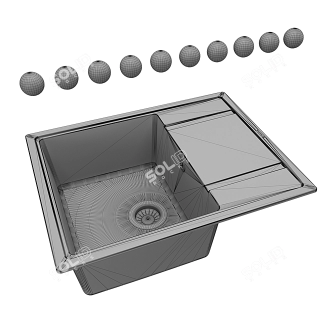 Florentina Lipsi 650 OM: Elegant Compact Kitchen Sink 3D model image 2