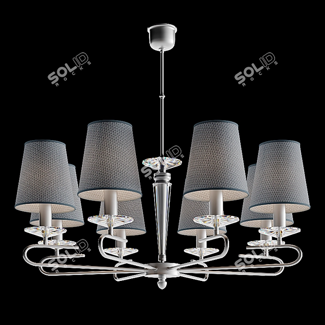 Luxurious Asfour Crystal Brass Chandelier 3D model image 1