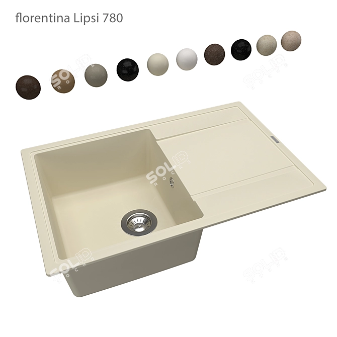 Florentina Lipsi 780 OM: Classic Design Kitchen Sink 3D model image 1