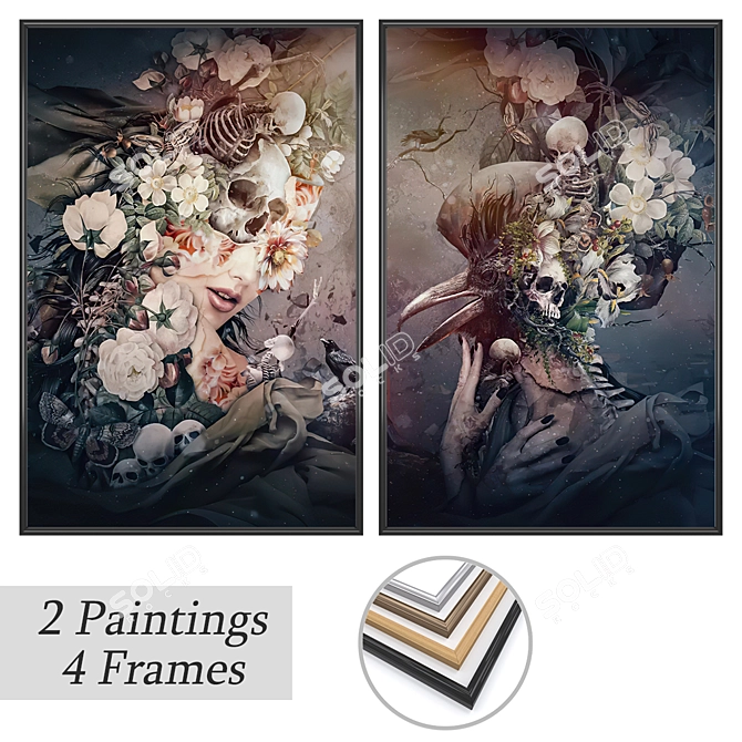 Decor Collection: Twin Art Set 3D model image 1