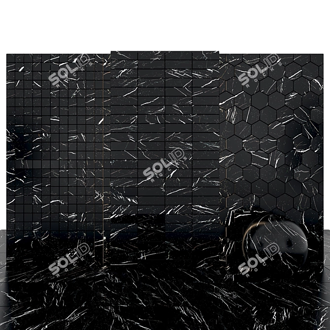 Elegant Marquina Black Marble 3D model image 3