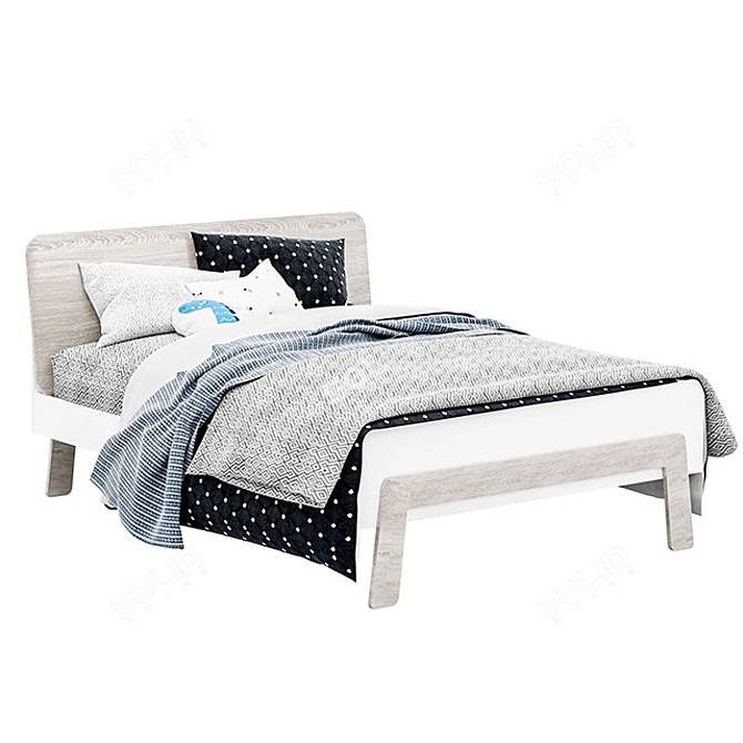 Modern Lamont Full Bed with Headboard Storage 3D model image 2