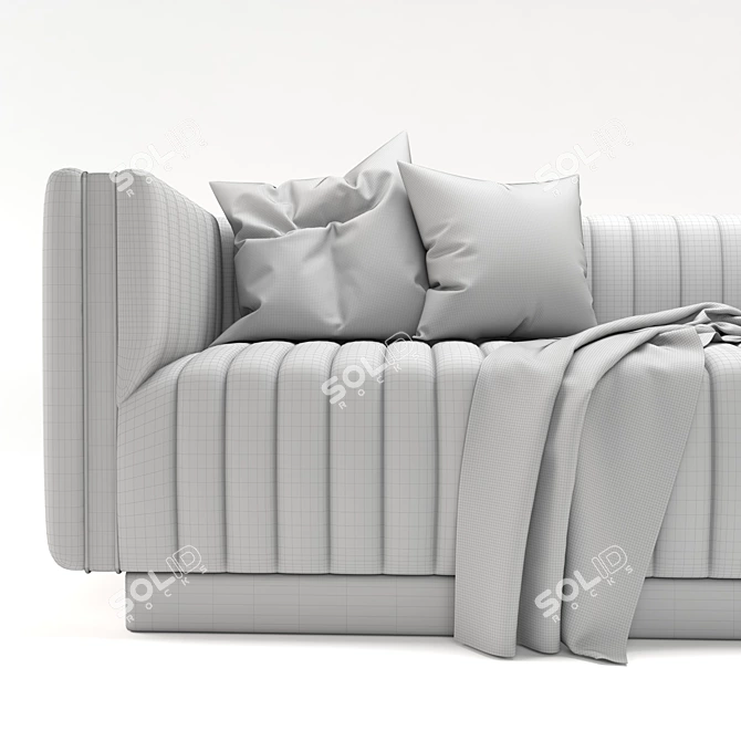 Luxurious Emerald Velvet Sofa 3D model image 8