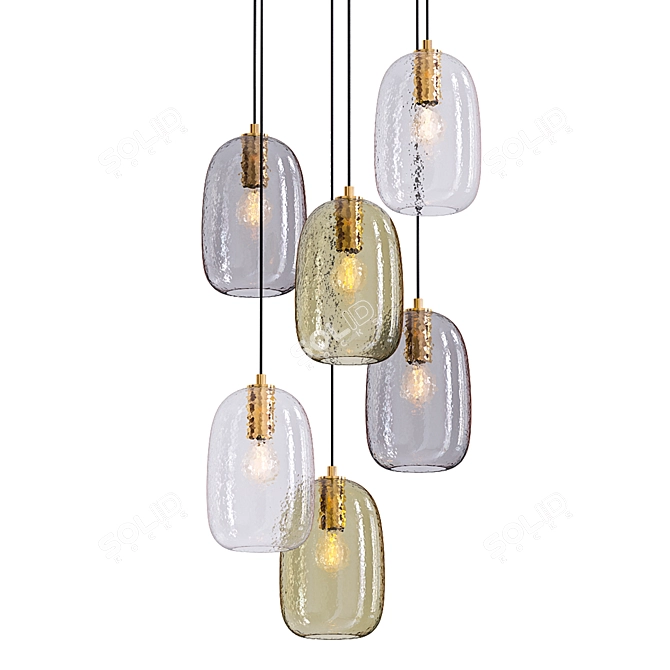 Lykke 6-Light Chandelier Pendant: Elegant Brass Lighting 3D model image 1