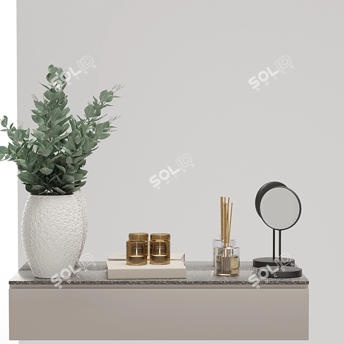 Modern Hallway Composition with Decorative Wall Panel and Mirror 3D model image 5