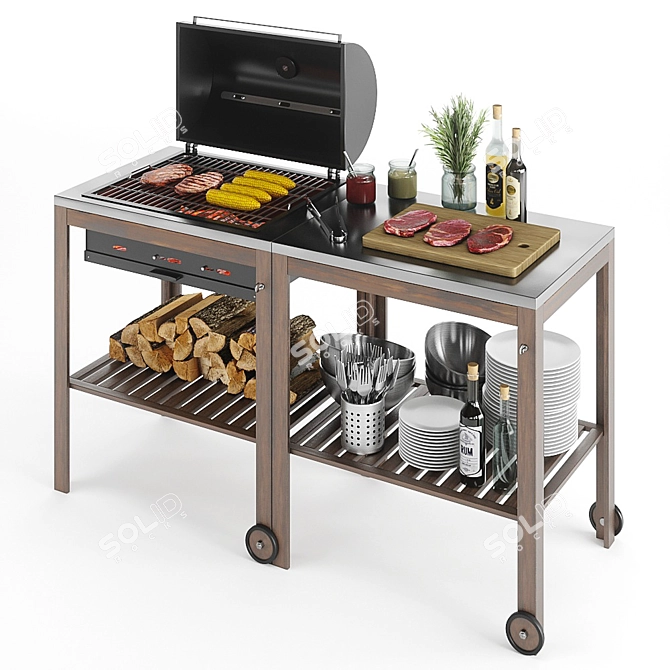 EPLARO/KLASSEN Charcoal Grill: Stylish & Functional 3D model image 2