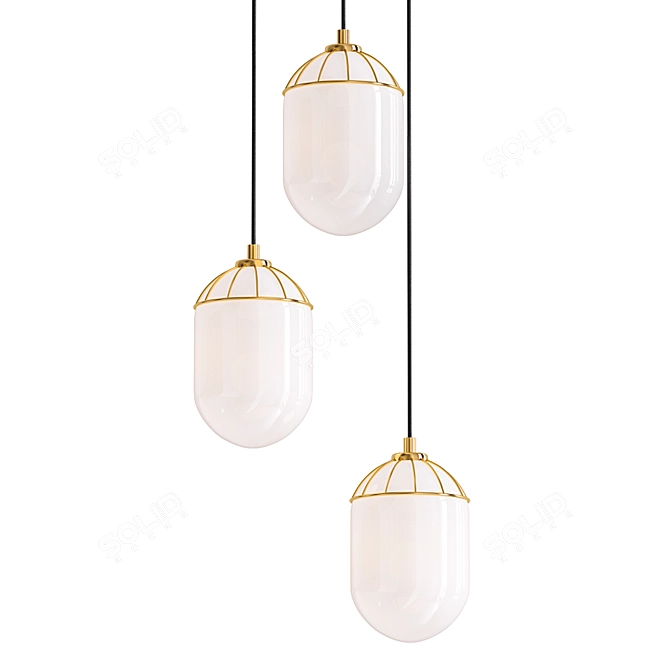 Carole 2014 Cluster Lamp: Stylish Brass and White Pendant 3D model image 1