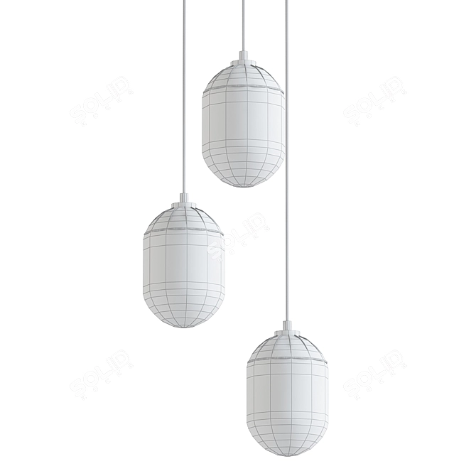 Carole 2014 Cluster Lamp: Stylish Brass and White Pendant 3D model image 2