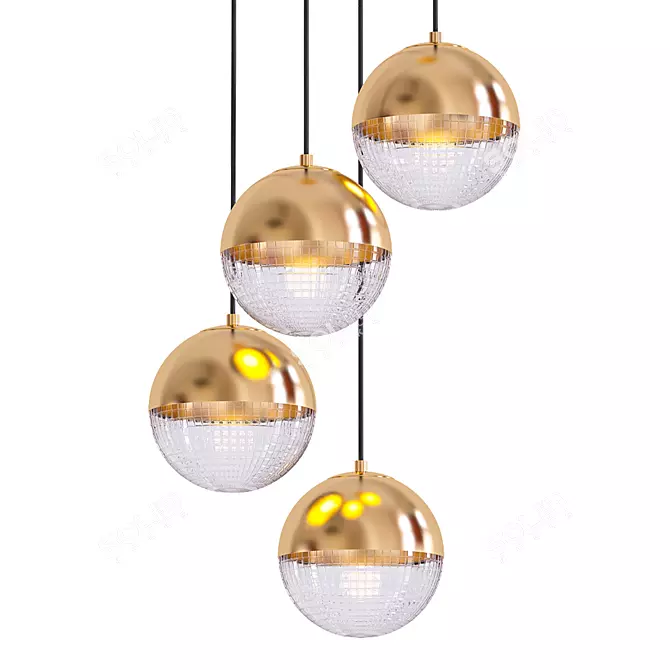 Cher Textured Glass Pendant Lamp 3D model image 1