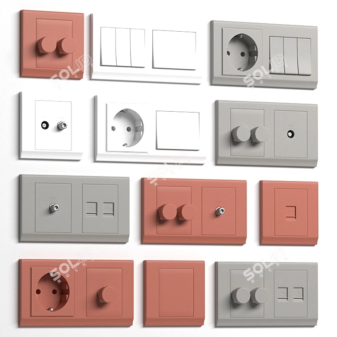 Retrotouch Crystal Modular Switch and Socket Set 3D model image 1