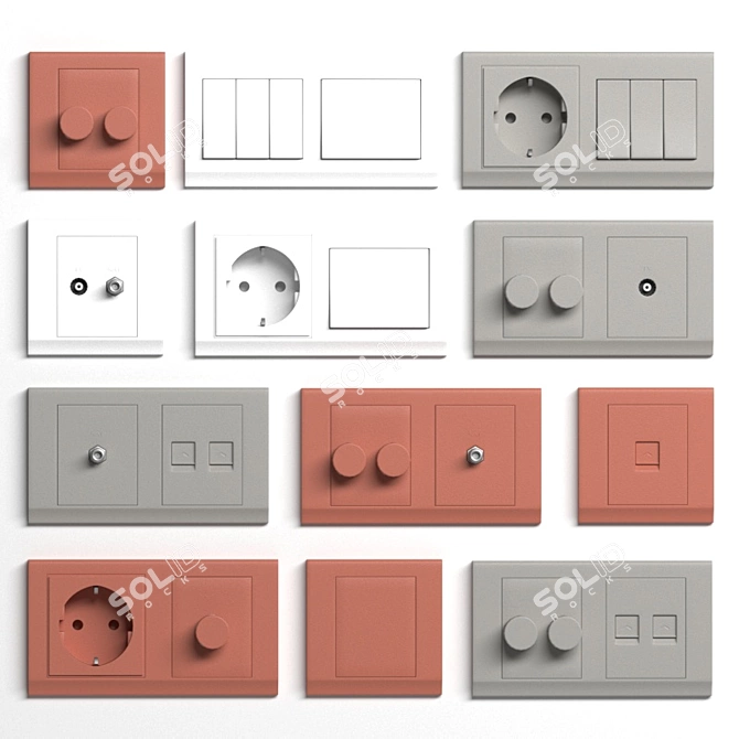 Retrotouch Crystal Modular Switch and Socket Set 3D model image 2