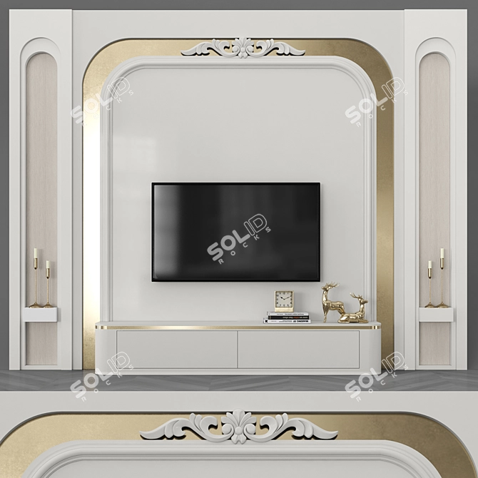 Modern TV Wall Set with 50" TV 3D model image 1