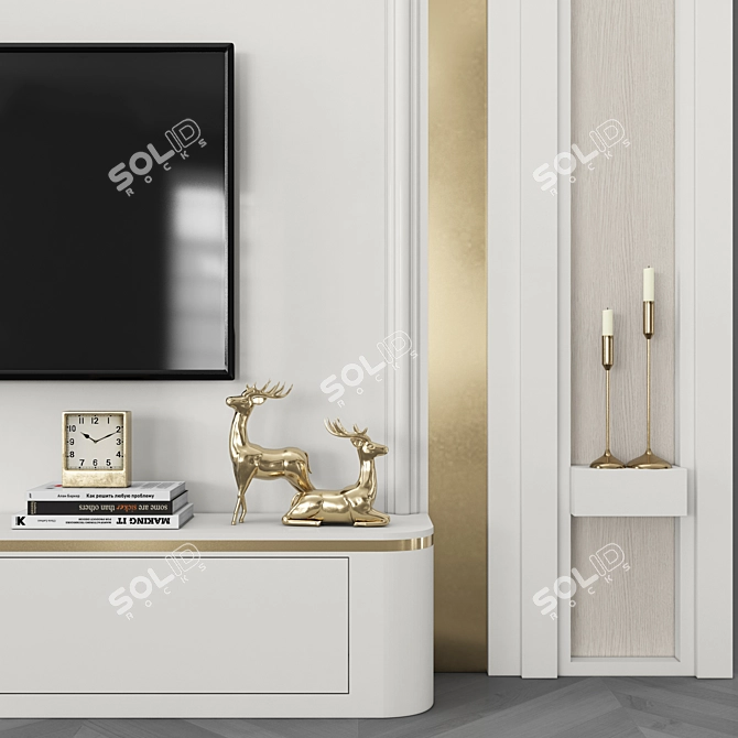 Modern TV Wall Set with 50" TV 3D model image 2