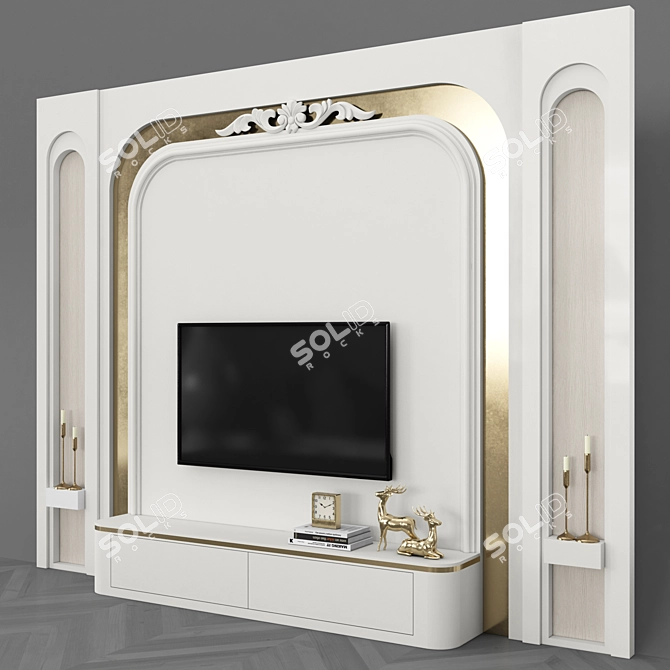 Modern TV Wall Set with 50" TV 3D model image 3