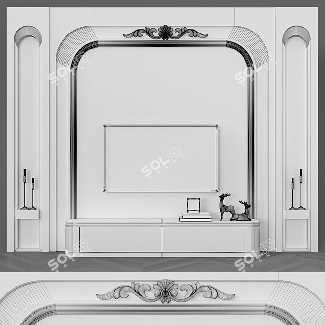 Modern TV Wall Set with 50" TV 3D model image 4