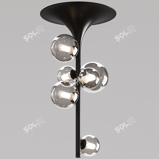 Modern Pendant Lights: Black & White, 610mm Height, 300mm Diameter 3D model image 2