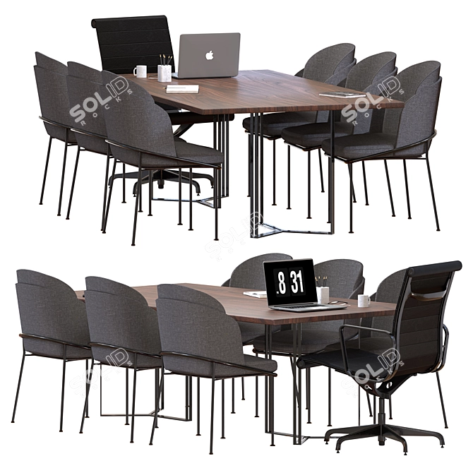 Modern 2-Piece Conference Table 3D model image 5