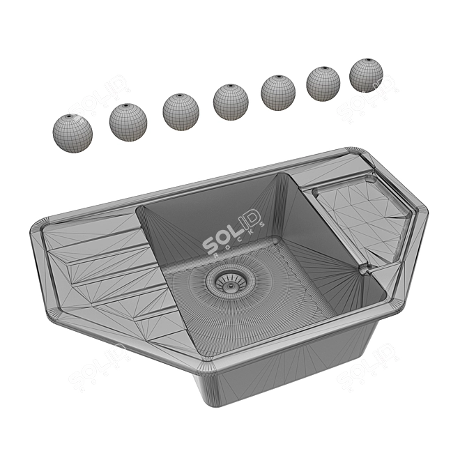 Elegant Corner Kitchen Sink 3D model image 2