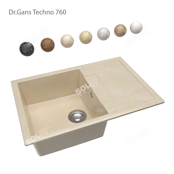 Gans Techno760 OM Kitchen Sink 3D model image 1