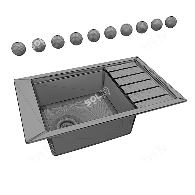 Florentina Lipsi 780R OM: Spacious Sink with Stainless Steel Grate 3D model image 2