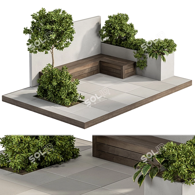 Outdoor Oasis Bench Set 3D model image 1