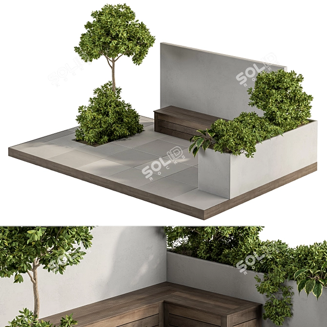 Outdoor Oasis Bench Set 3D model image 2