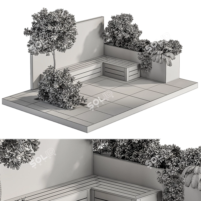 Outdoor Oasis Bench Set 3D model image 5