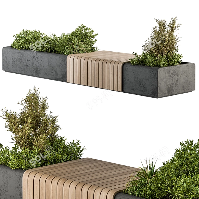 Green Oasis Bench: Urban Furniture 3D model image 2
