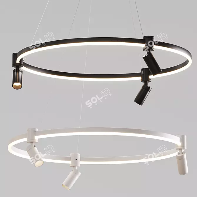 Modern Hanging Lamps: Black & White, 80cm | Aliexpress 3D model image 1
