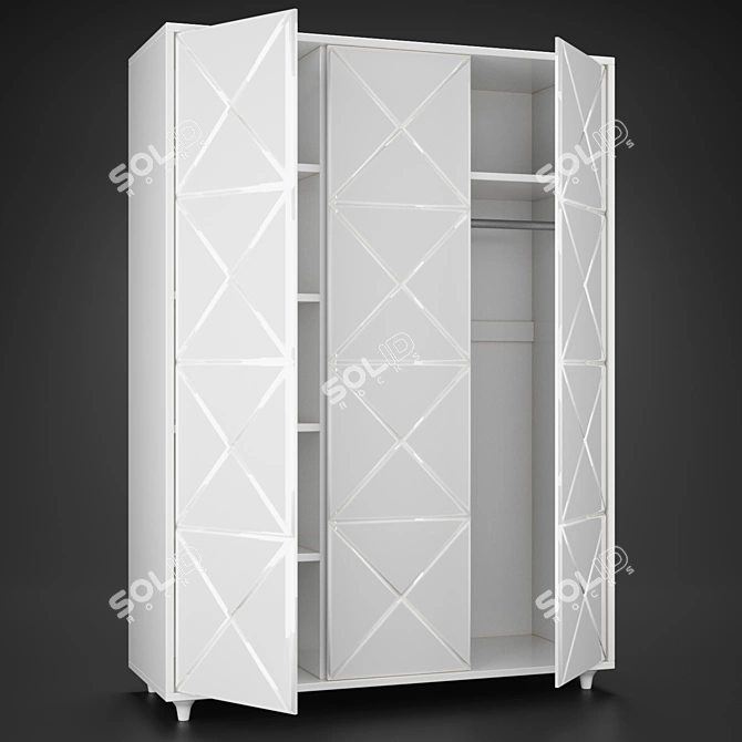 Cloud 3-Door Modern Wardrobe 3D model image 2