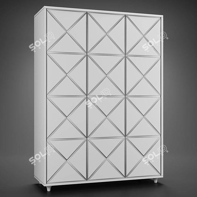 Cloud 3-Door Modern Wardrobe 3D model image 3