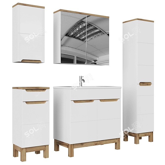Comad Bali White Bathroom Furniture 3D model image 1
