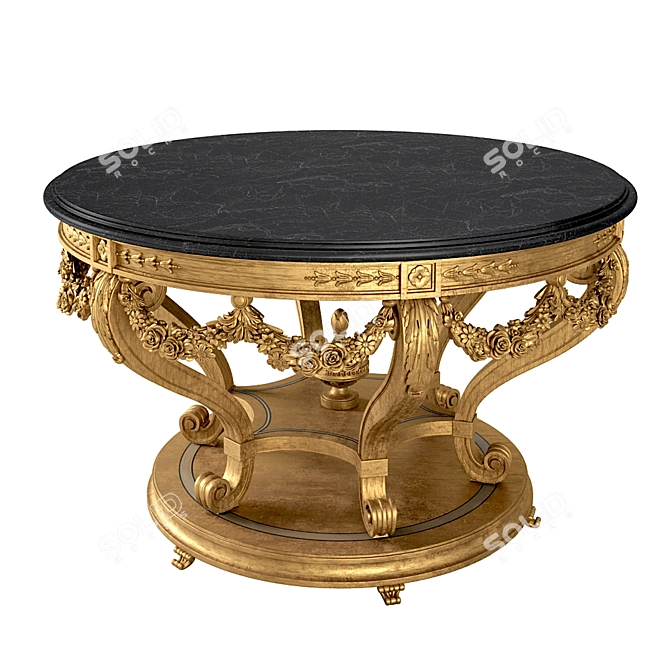 Hand-Carved Marble Round Table 3D model image 3